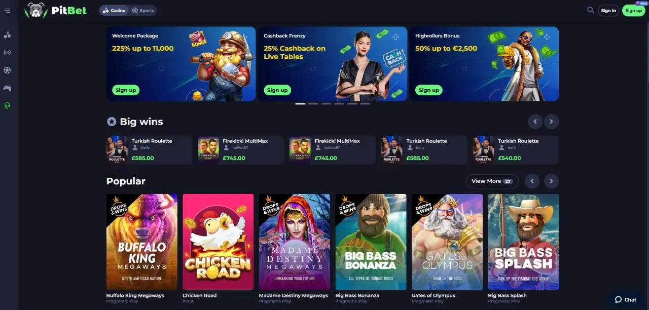 Pitbet Casino not on Gamstop